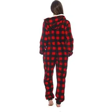 Just Love Adult Hooded Onesie Pajamas in Red Plaid