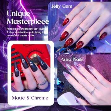 beetles Gel Polish 6 Colors Jelly Gel Nail Polish,Red Black Blue Pink Green Jelly Nail Polish Gel Set Soak Off LED UV Curing Requires Gift for Women & Girls