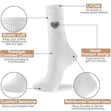 Corlap Women's Cotton Socks - Soft Heart Pattern Gift Box