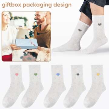 Corlap Women's Cotton Socks - Soft Heart Pattern Gift Box