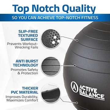 Epitomie Fitness Active Balance Exercise Ball with Resistance Bands & Hand Pump – Premium Balance ...