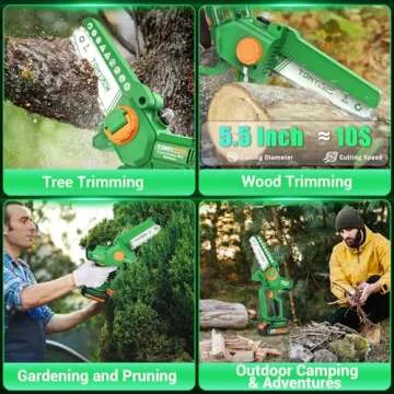 Electric Cordless Mini Chainsaw Battery Powered - 6 Inch Brushless Handheld Chain Saw With Charger For Trimming Tree Branches, Wood Cutting, Backyard Upkeep, Light Home Repairs
