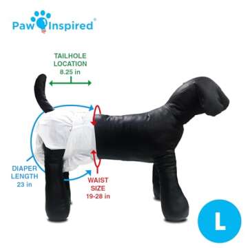Paw Inspired Disposable Dog Diapers | Female Dog Diapers Ultra Protection | Diapers for Dogs in Heat, Excitable Urination, or Incontinence (Large (20 Count))