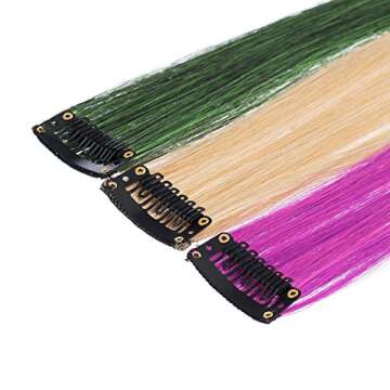 Vibrant SWACC 12 Pcs Clip-on Colored Hair Extensions