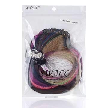 Vibrant SWACC 12 Pcs Clip-on Colored Hair Extensions