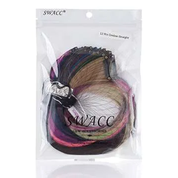 Vibrant SWACC 12 Pcs Clip-on Colored Hair Extensions