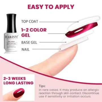 RARJSM Red Cat Eye Gel Nail Polish Diamond Dark Red Velvet Cateye Gel Polish 15ml Single Bottle with Magnet Stick Reflective Shimmer UV LED Curing Requires Soak Off for Home Salon Christmas Manicure