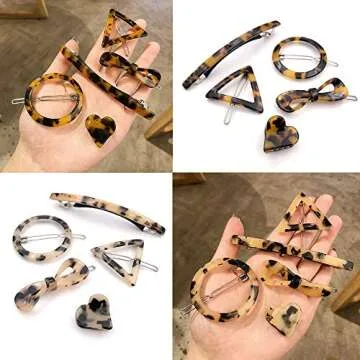 10 Pcs Acrylic Resin Hair Clips Set Minimalist Hollow Geometric Hair Pins Circle Triangle Bowknot Hair Barrettes Hair Claw Clamps Hair Styling Accessories for Women Ladies