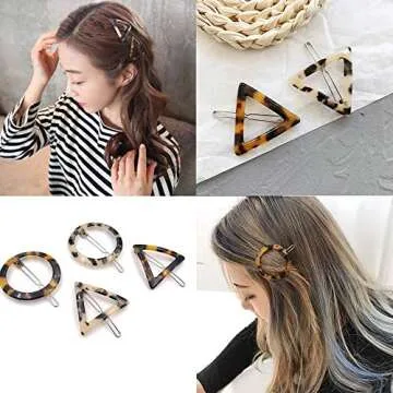 10 Pcs Acrylic Resin Hair Clips Set Minimalist Hollow Geometric Hair Pins Circle Triangle Bowknot Hair Barrettes Hair Claw Clamps Hair Styling Accessories for Women Ladies