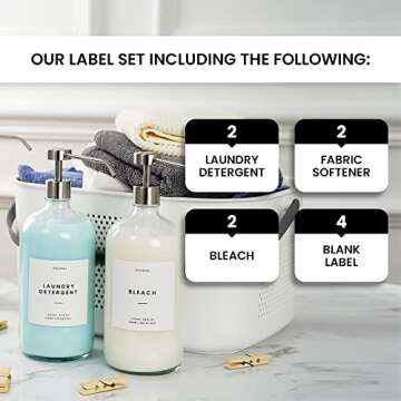 MoliMoli Liquid Laundry Detergent Dispenser for Laundry Room, Fabric Softener Dispenser, Laundry Soap Containers with Pre-Written Labels and Funnel,1000ml/ 33.8 oz Each, Set of 2