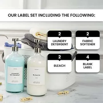 MoliMoli Liquid Laundry Detergent Dispenser for Laundry Room, Fabric Softener Dispenser, Laundry Soap Containers with Pre-Written Labels and Funnel,1000ml/ 33.8 oz Each, Set of 2