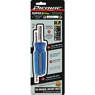 Picquic 98881 Multi Bit Screwdriver Nutdriver - Super 8 Plus, Blue