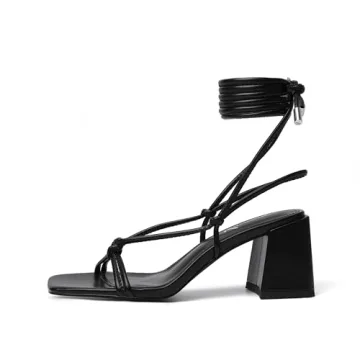 Vivianly Women's Lace-Up Chunky Heel Sandals for Style and Comfort