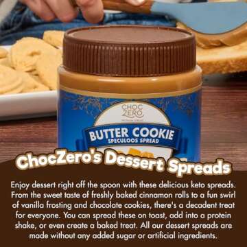 ChocZero Keto Cookie Butter Spread - No Sugar Added, Gluten Free, Low Carb Speculoos, Biscuit, Keto Friendly, Nut Butter Alternative, Dessert Hummus, Naturally Sweetened with Monk Fruit (1 jar, 12 oz)