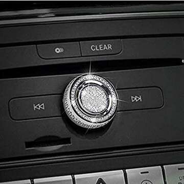H World Shopping Replacement for Bling Crystal Shiny Diamond Car Interior Multimedia Volume Audio knobs Accessory