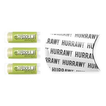 Hurraw! Green Tea Lip Balm, 3 Pack: Organic, Certified Vegan, Cruelty and Gluten Free. Non-GMO, 100% Natural Ingredients. Bee, Shea, Soy and Palm Free. Made in USA