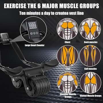 Uota Elbow Support Automatic Rebound Abdominal Wheel，Ab Roller for Abdominal Exercise Machine，Ab...