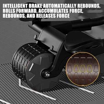 Uota Elbow Support Automatic Rebound Abdominal Wheel，Ab Roller for Abdominal Exercise Machine，Abs Workout Equipment，Dolly Core Strengthening Trainer Fitness Belly Training (Black)