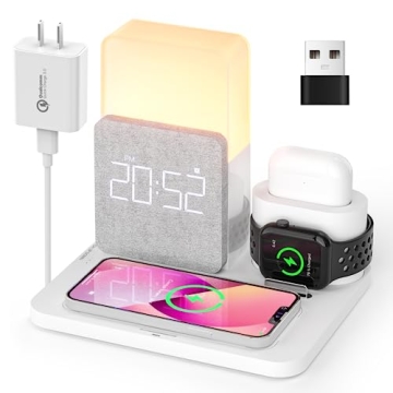 COLSUR 3-in-1 Wireless Charging Station with Alarm Clock & Night Light