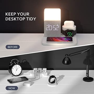 COLSUR 3-in-1 Wireless Charging Station Alarm Clock Night Light