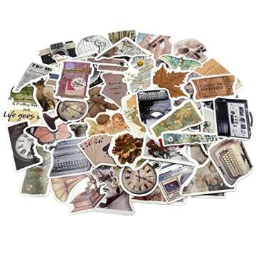 Aowplc 100 Pcs Vintage Stickers, Aesthetic Stickers for Water Bottle, Laptop, Scrapbook, Journaling, Waterproof Vinyl Stickers for Adults Teens