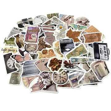 Aowplc 100 Pcs Vintage Stickers, Aesthetic Stickers for Water Bottle, Laptop, Scrapbook, Journaling, Waterproof Vinyl Stickers for Adults Teens