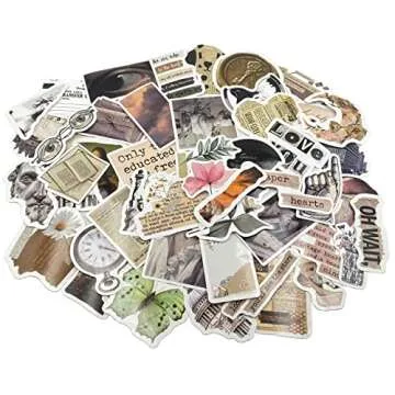 Aowplc 100 Pcs Vintage Stickers, Aesthetic Stickers for Water Bottle, Laptop, Scrapbook, Journaling, Waterproof Vinyl Stickers for Adults Teens