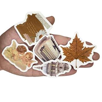 Aowplc 100 Pcs Vintage Stickers, Aesthetic Stickers for Water Bottle, Laptop, Scrapbook, Journaling, Waterproof Vinyl Stickers for Adults Teens