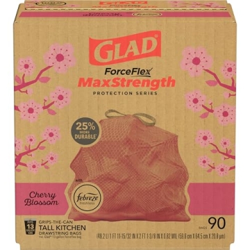 Durable Glad ForceFlex Kitchen Trash Bags with Scent