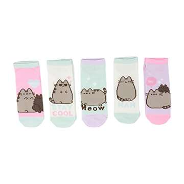 Culturefly Pusheen The Cat Pastel Ankle Socks - 5 Fun Pairs