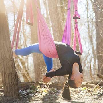 Summerease Yoga Swing/Hammock and Yoga Wheel Set: Antigravity Trapeze Includes 2 Hanging Straps and Hardware. Bonus 12X5 Dharma Wheel, Perfect for Inversion and Flexibility (Yoga Swing and Wheel)