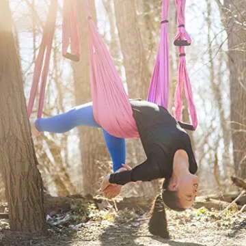 Summerease Yoga Swing/Hammock and Yoga Wheel Set: Antigravity Trapeze Includes 2 Hanging Straps and Hardware. Bonus 12X5 Dharma Wheel, Perfect for Inversion and Flexibility (Yoga Swing and Wheel)