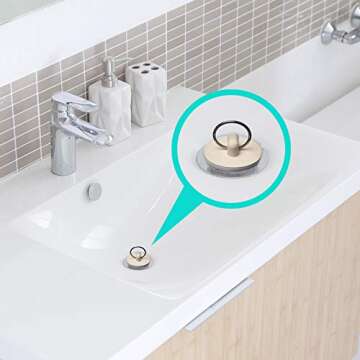 4 Pack - Bathroom Sink Strainers and Stopper Plug Combo - 2.125" Top / 1" Basket, Stainless Steel Strainers and Rubber Plug Stopper for Standard Bathroom, Utility, Slop, Lavatory and RV Sink