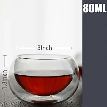 PunPun 2.7oz. 80ml Tea Cups Double Wall Borosilicate Glass Tea Cups Espresso Cups Heatproof Insulating Teacups glass Set of 4