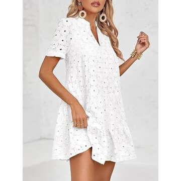 Imily Bela Womens Casual Eyelet Summer Dress - White