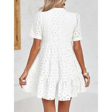 Imily Bela Womens Casual Eyelet Summer Dress - White