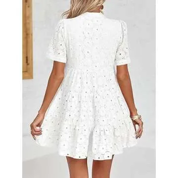 Imily Bela Womens Casual Eyelet Summer Dress - White