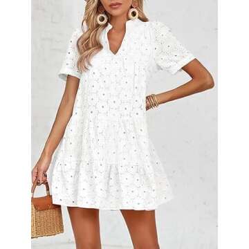 Imily Bela Womens Casual Eyelet Summer Dress - White