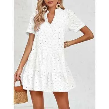 Imily Bela Womens Casual Eyelet Summer Dress - White