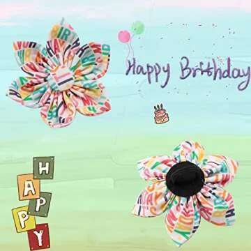 Unique style paws Dog Collar with Flower, Adjustable Birthday Dog Collar Flower Pattern, Durable Pet Collar for Small Medium Large Dogs