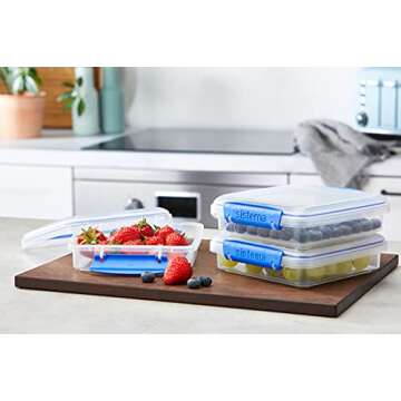 Sistema 3-Piece Sandwich Containers for Lunch Boxes and Meal Prep, Dishwasher Safe, 1.9-Cup, Clear/Blue