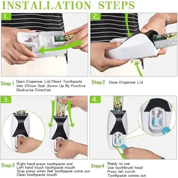 Wikor Toothbrush Holder and Toothpaste Dispenser Set for Families