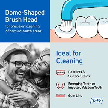 TEPE Compact Tuft Toothbrush, Tufted Brush End Orthodontic Toothbrush for Braces, Dental Implants, D...
