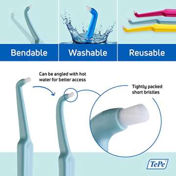 TEPE Compact Tuft Toothbrush, Tufted Brush End Orthodontic Toothbrush for Braces, Dental Implants, Denture Brush, Small Head Toothbrush, 1 Pk