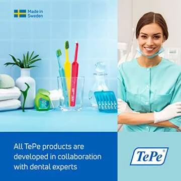 TEPE Compact Tuft Toothbrush, Tufted Brush End Orthodontic Toothbrush for Braces, Dental Implants, Denture Brush, Small Head Toothbrush, 1 Pk