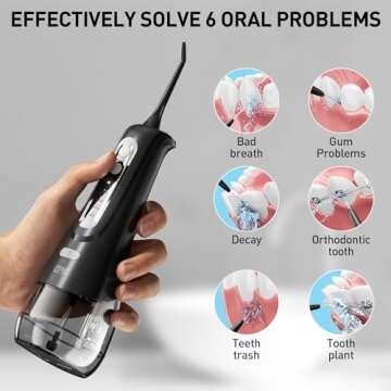 ZPN Water Dental Flosser Cordless for Teeth Cleaning，with 4 Modes Oral Irrigator, 5 Replaceable Je...