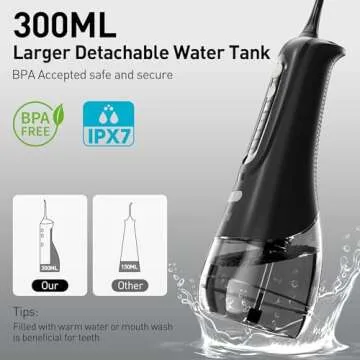 ZPN Water Dental Flosser Cordless for Teeth Cleaning，with 4 Modes Oral Irrigator, 5 Replaceable Jet Tips, Portable and Rechargeable IPX7 Waterproof Teeth Cleaner for Home and Travel (Black)