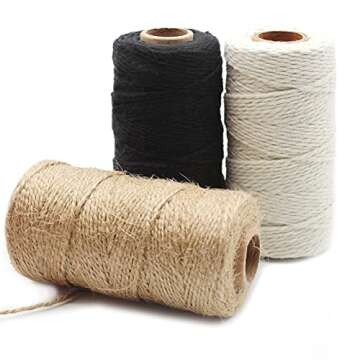 Anvin 984 Feet Cotton Twine Natural Jute Twine Packing Twines Bakers Twine Black Twine White Twine W...