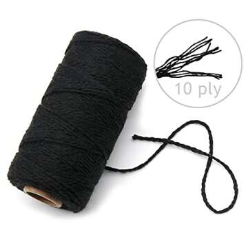 Anvin 984 Feet Cotton Twine Natural Jute Twine Packing Twines Bakers Twine Black Twine White Twine Wrapping Butchers Baking Arts and Crafts Gardening(Pack of 3, 10 Ply 2mm Thick)