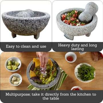 IMUSA USA Granite Molcajete Spice Grinder 6-Inch, Gray